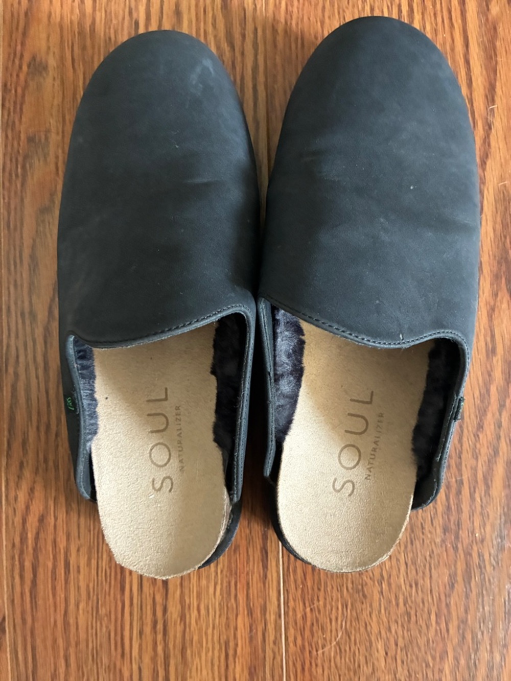 SOUL Naturalizer Black Faux-Fur Lined Slip-On Mules